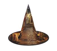 OAZCVBNN Italian Old Street Print Unisex Halloween Witch Hat For Carnival Cosplay Foldable Cap And Themed Parties