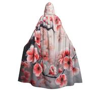 OAZCVBNN Japanese Cherry Flowers Print Hooded Cloak Costume For Carnival Vampire Cosplay Party Theme Decor Celebrations