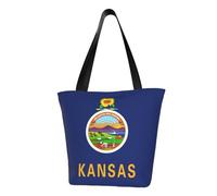 OAZCVBNN Kansas State Flag Print Comfortable Carry Shoulder Bag Beach Handbag Travel Work Casual Daily Use Trendy