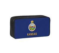 OAZCVBNN Kansas State Flag Print Large-Capacity Spacious Pen Case Stationery Organizer Pouch Office Travel Dorm