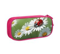 OAZCVBNN Ladybug On Daisy Flower Print Pencil Case Storage Makeup Erasers Pens Students School Office Multi-Scenes Use