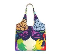 OAZCVBNN Left And Right Brain Advantage Print Large Size Canvas Tote Bag Unisex Lightweight Shoulder Handbag Shopping Travel Daily