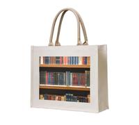 OAZCVBNN Library Bookshelf 1 Print Eco-Conscious Tote Bag Unisex Large Reusable Everyday Office Shopping Beach Travel