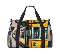 OAZCVBNN lisbon tram pattern Print Functional Travel Tote Ample Space Travel Bag Foldable Carry On Tote for Weekender