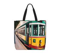 OAZCVBNN Lisbon Tram Pattern Print Stylish Tote Reusable Eco-Friendly Travel Bag Lightweight Work Casual Daily Use