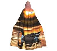 OAZCVBNN Loon Nature Bird Print Halloween Hooded Cloak Full Length Adults Kids Unisex Medieval Cosplay Costume