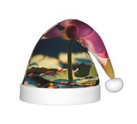 OAZCVBNN Lotus Flowers Pink Print Christmas Elf Hat Party Headwear for Children New Year Festive Celebration Xmas Cap