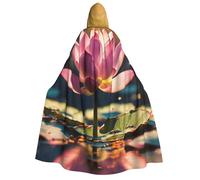 OAZCVBNN Lotus Flowers Pink Print Hooded Cloak Unisex Adult For Halloween Christmas Carnival Theme Parties Costume