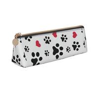 OAZCVBNN Love Cat Paw Heart Puppy Foot Print Print Leather Pencil Case Stylish Pouch School Travel Makeup Organization Lightweight