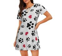 OAZCVBNN Love Cat Paw Heart Puppy Foot Print Print Skin Friendly Sleepwear Softness Stretch Pyjamas Leisurely Walks Shopping Trips Black