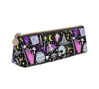 OAZCVBNN Magic Witch Witchcraft Bohemian Drawing Print Leather Pencil Case Stylish Pouch School Travel Makeup Organization Lightweight