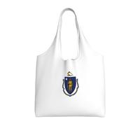 OAZCVBNN Massachusetts State Flag Print Large Size Canvas Tote Bag Unisex Lightweight Shoulder Handbag Shopping Travel Daily
