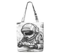 OAZCVBNN Monochrome Sketch Style Gaming Print Canvas Shoulder Bag Large Capacity Reusable Tote Foldable Office Travel Picnic