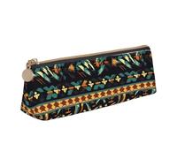 OAZCVBNN Native American Patterns Print Leather Pencil Case Stylish Pouch School Travel Makeup Organization Lightweight