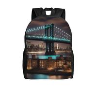 OAZCVBNN New York Manhattan Bridge Night Print Unisex Outdoor Commuter Rucksack Stylish Backpack For Travel Daily Large Capacity