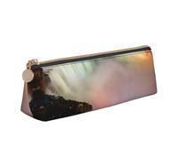 OAZCVBNN Niagara Falls Print Leather Pencil Case Stylish Pouch School Travel Makeup Organization Lightweight
