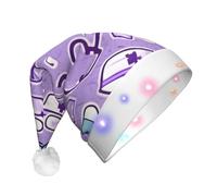 OAZCVBNN Nurse Pattern Purple Print Adult Glowing Xmas Hat Festive Party Accessory New Year Celebrations Gatherings