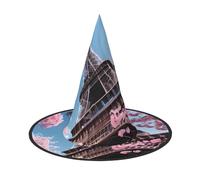 OAZCVBNN Oil Painting Paris Eiffel Tower Print Unisex Halloween Witch Hat For Carnival Cosplay Foldable Cap And Themed Parties