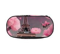 OAZCVBNN Paris Street Eiffel Tower Pink Floral Print Lightweight Convenience Pencil Bag School Students Pen Case Makeup Travel Boy Girl