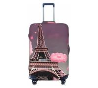 OAZCVBNN Paris Street Eiffel Tower Pink Floral Print Washable Suitcase Universal Elastic Luggage Protector Travel Sleeve Accessory