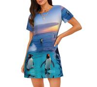 OAZCVBNN Penguin And Sea Print Skin Friendly Sleepwear Softness Stretch Pyjamas Leisurely Walks Shopping Trips Black