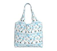 OAZCVBNN Penguin Balloon Snowflake Print Large Size Canvas Tote Bag Unisex Lightweight Shoulder Handbag Shopping Travel Daily