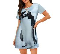 OAZCVBNN Penguin Print Skin Friendly Sleepwear Softness Stretch Pyjamas Leisurely Walks Shopping Trips Black
