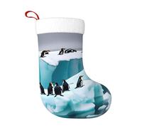 OAZCVBNN Penguins On The Iceberg Print Christmas Stocking Festive Xmas Plush Socks Holiday Ornament Family Hanging Decor