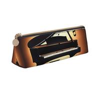 OAZCVBNN Piano Violin and Music Notes Print Leather Pencil Case Stylish Pouch School Travel Makeup Organization Lightweight