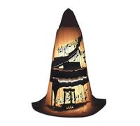 OAZCVBNN Piano Violin And Music Notes Print Wizard Robe Halloween And Carnival Parties Hooded Cloak For Men Women Teens Kids