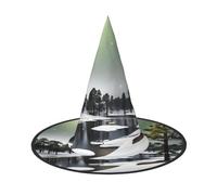 OAZCVBNN Pine Needle Tree Winter Print Unisex Halloween Witch Hat For Carnival Cosplay Foldable Cap And Themed Parties