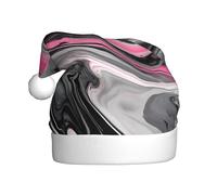OAZCVBNN Pink Abstract Marble Gray Artistic Print Santa Cap for Adults Christmas Hat Holiday Headwear for New Year Celebrations Party
