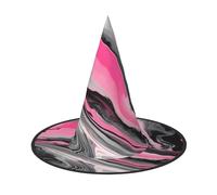 OAZCVBNN Pink Abstract Marble Gray Artistic Print Unisex Halloween Witch Hat For Carnival Cosplay Foldable Cap And Themed Parties
