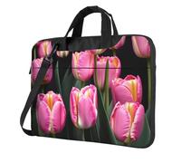 OAZCVBNN Pink And Tulips Print Print Versatile Laptop Bag Stylish Laptops Case With Messenger Shoulder Briefcase Options