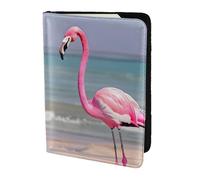 OAZCVBNN Pink Flamingo On Beach Print Men and Women Passport Document Wallet Case Cover for Business and Leisure Trips