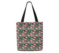 OAZCVBNN Pink Flamingo Succulent Plants Print Canvas Shoulder Bag Large Capacity Reusable Tote Foldable Office Travel Picnic
