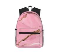 OAZCVBNN Pink Marble Texture Print Casual Backpack Travel Outdoor Adventures Commuting Lightweight Dual Shoulder Bag