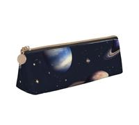 OAZCVBNN Planet Stars and Milky Way Galaxy Print Leather Pencil Case Stylish Pouch School Travel Makeup Organization Lightweight