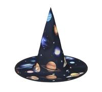 OAZCVBNN Planets Stars And Milky Way Galaxy Print Unisex Halloween Witch Hat For Carnival Cosplay Foldable Cap And Themed Parties