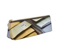 OAZCVBNN Postal Stationery Print Leather Pencil Case Stylish Pouch School Travel Makeup Organization Lightweight