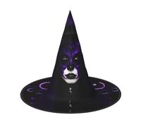 OAZCVBNN Purple Black Goth Spooky Print Unisex Halloween Witch Hat For Carnival Cosplay Foldable Cap And Themed Parties