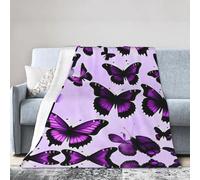 OAZCVBNN Purple Butterflies Print Friendly Flannel Blanket All Season Blanket For Bed Sofa Camping Travel Blanket