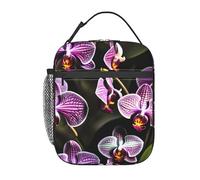 OAZCVBNN Purple Orchids Print Print Practical Insulated Lunch Bag Reusable Tote Work Picnic Casual Outdoor Activities