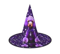 OAZCVBNN Purple Poodle Polka Dots Print Unisex Halloween Witch Hat For Carnival Cosplay Foldable Cap And Themed Parties