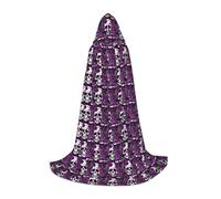 OAZCVBNN Purple Rose Skeleton Print Wizard Robe Halloween And Carnival Parties Hooded Cloak For Men Women Teens Kids