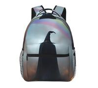 OAZCVBNN Rainbow Halloween Ghost Witch Hat Spiders Print Leisure Backpack Lightweight Family Travel Everyday Use Commutes Outdoor Bag