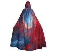 OAZCVBNN Red Blue Galaxy Print Halloween Hooded Cloak Full Length Adults Kids Unisex Medieval Cosplay Costume