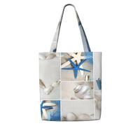 OAZCVBNN Starfish And Lighthouse Print Canvas Shoulder Bag Large Capacity Reusable Tote Foldable Office Travel Picnic