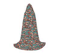 OAZCVBNN Streaky Bacon Pattern Print Wizard Robe Halloween And Carnival Parties Hooded Cloak For Men Women Teens Kids