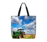 OAZCVBNN Tractor Under Blue Sky And White Clouds Print Extra-Large Tote Organizer Bag For Women Men Lightweight Reusable Shoulder Tote